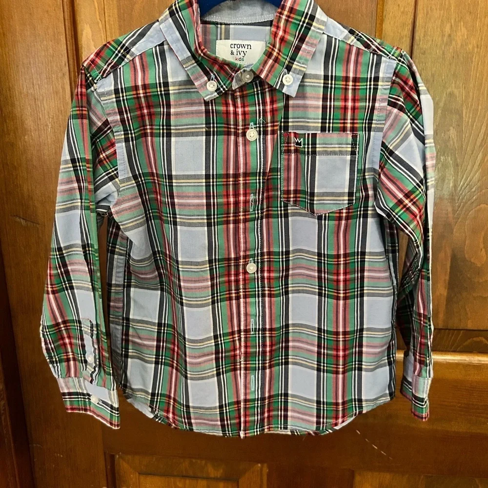 Crown & Ivy Kids Multicolor Plaid Button Down Shirt